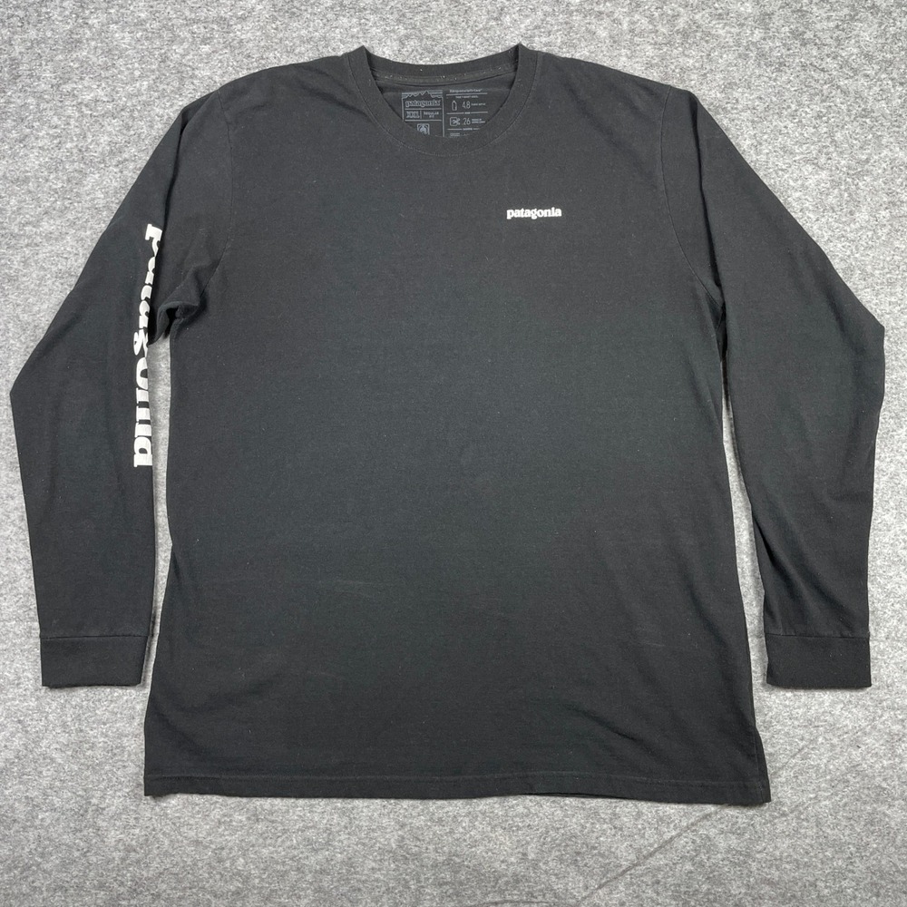 Patagonia Long Sleeve Shirt Mens Large Black Responsibili-Tee Crewneck Outdoor